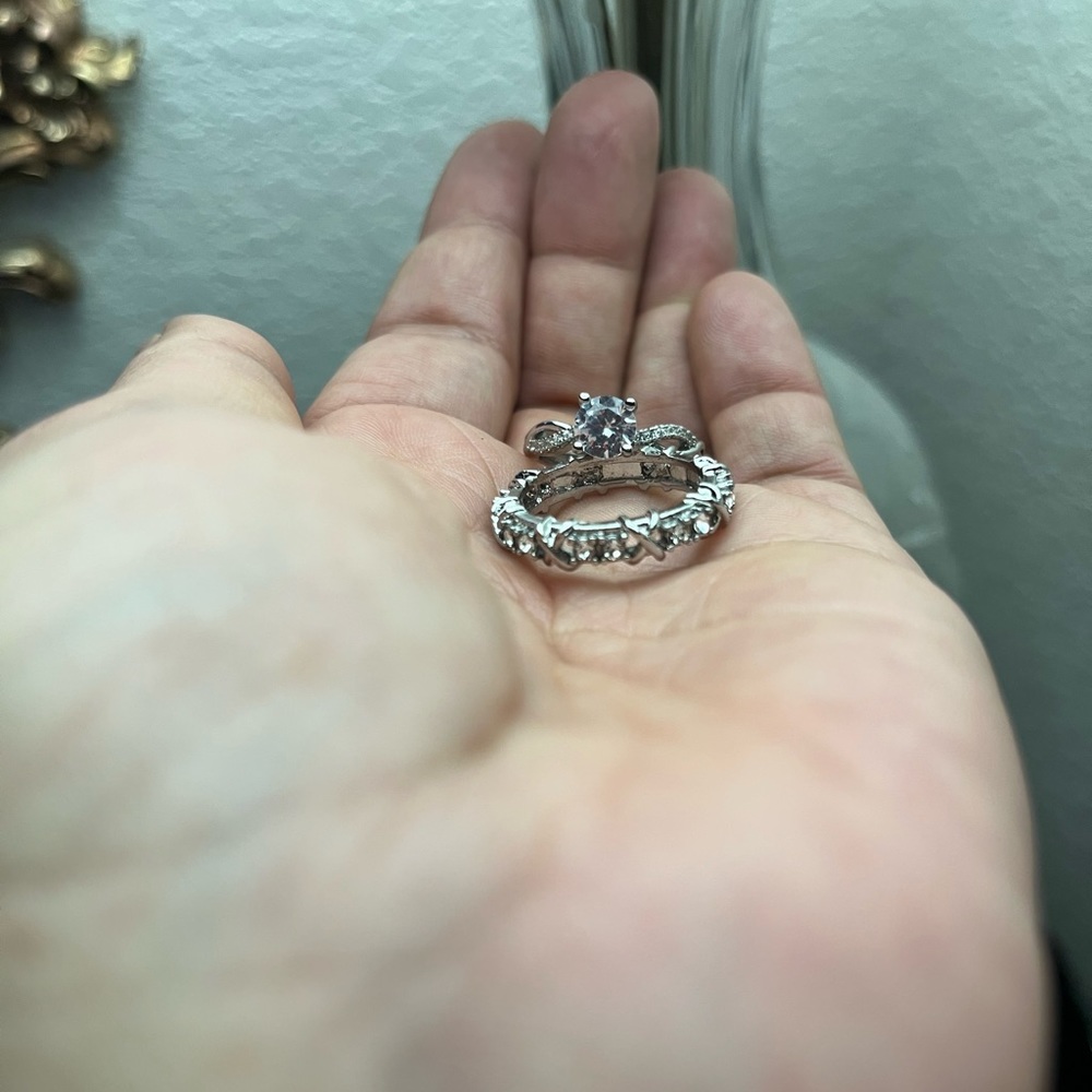 Two costume jewelry engagement rings. Not sterling.